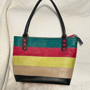 Multicolored Striped Tote Bag